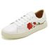 Tênis Feminino Slip On Couro Legítimo Pierrô - Branco com Bordado Flor