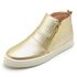 Tênis feminino slip on couro legítimo cano alto cor dourado