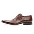 Sapato Social Derby de amarrar couro legítimo cor marrom sola em couro cor vermelha