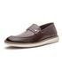 Mocassim masculino super confortável couro legítimo cor marrom solado claro