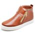 Tênis feminino slip on couro legítimo cano alto cor caramelo