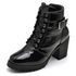 Coturno Feminino saltos altos couro legítimo verniz cor preto