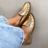 Mocassim Paula Couro Dourado