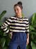 Blusa Tricot Listrada Manga Longa AZUL MARINHO COM BEGE