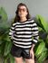 Blusa Tricot Listrada Manga Longa BRANCO COM PRETO