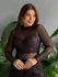 Body em Tule Manga Longa PRETO