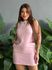 Vestido Curto Emilia em Alfaiataria ROSA CLARO COM BRANCO