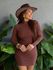 Vestido Glenda Manga Longa em Malha Ribana Premium MARROM