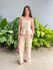 Conjunto Peplum Mavie Calça e Blusa em Alfaiataria BEGE