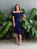 Vestido midi Isabela Ombro a Ombro AZUL MARINHO