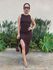 Vestido Midi Ivete Malha Canelada MARROM CAFÉ