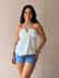 Blusa Bata sem Alças em Crepe OFF WHITE