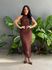 Vestido Midi em Tule MARROM