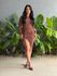 Vestido Midi Kauany Manga Longa em Malha Ribana MARROM