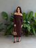 Vestido Midi Ombro a Ombro em Malha Ribana MARROM