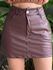 Shorts Saia Vick em Couro Fake MARROM CHOCOLATE