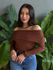 Blusa Amelie Manga Longa Decote Ombro a Ombro MARROM