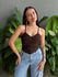 Cropped Renata Alças Finas em Bengaline MARROM
