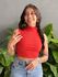 Cropped Vitoria Canelado Gola Alta TERRACOTA
