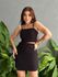 Conjunto Lupi Cropped e Shorts Saia em Liocel PRETO