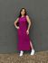 Vestido Longo Cavado Malha Premium FÚCSIA