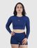 Cropped Luna Usup Azul Navy Poliamida Uv 50+ Manga Longa