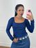 Body Decote Quadrado Azul