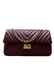Bolsa Kiara Média Chevron Couro Cabernet com Ferragens Douradas