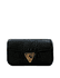Bolsa Giulia Couro Croco Preto com Ferragens Douradas