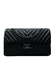Bolsa Kiara Média Chevron Couro Preto com Ferragens Grafite
