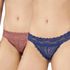 KIT DUO CALCINHA TANGA EM RENDA BRONZE/AZUL SIDERAL