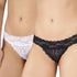 Kit Duo Calcinha Tanga Em Renda Branco/preto