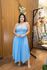 Vestido Maria Midi Crepe Duna Azul | Decote Princesa, Bojo e Corte Assimétrico – Elegância e Sofisticação do 36 ao 44