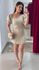 Vestido Manga Bufante Sarja - NUDE