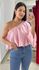 Cropped Nula Manga Xadrez - ROSA