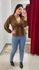 Bata Manga Longa Peplum Xadrez - CARAMELO