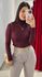Blusa Manga Longa Tricot Gola Alta - MARSALA