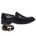 Sapato Social Couro Preto Wood + Cinto de Couro 