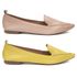 Kit 02 Mocassins Femininos Confort Bico Fino Couro Legítimo Nude e Amarelo