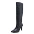 Bota Feminina Salto Fino Cano Alto Craquelê Preto