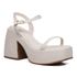 Sandália Feminina Meia Pata Salto Bloco Napa Off White