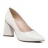 Sapato Feminino Scarpin Salto Triangulo Napa Off White