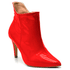 Bota Feminina Cano Curto Bico Fino Napa Verniz Vermelho