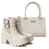 Kit Coturno Bota Chelsea E Bolsa Lorena Couro Legítimo Off-White