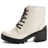 Bota Coturno Tratorado Feminina Em Couro Legitimo Off White