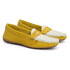 Mocassim Feminino Em Couro Bicolor Amarelo