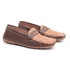 Mocassim Feminino Em Couro Bicolor Café