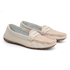 Mocassim Feminino Em Couro Bicolor Creme