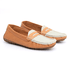 Mocassim Feminino Em Couro Bicolor Terracota