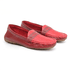 Mocassim Feminino Em Couro Bicolor Vermelho